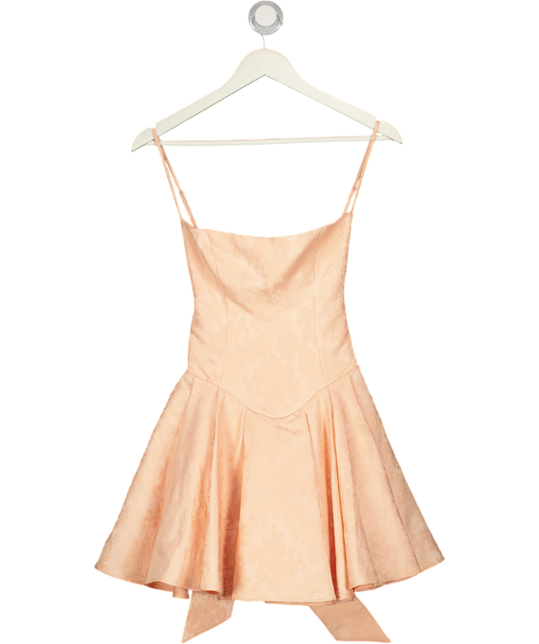 HOUSE OF CB Peach Pink Rosalinda Jacquard Mini Bow Gown UK XS