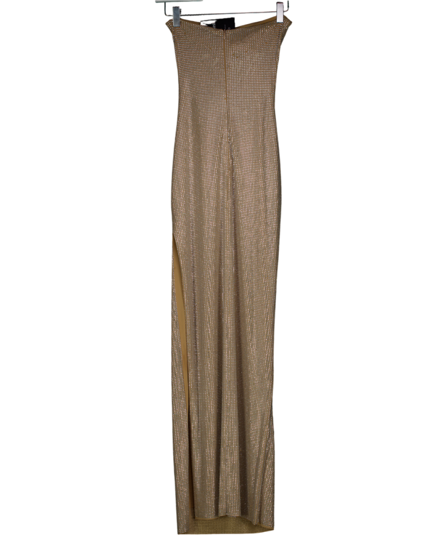 MESHKI Strapless Rose Diamante Maxi Dress - Nude UK XXS
