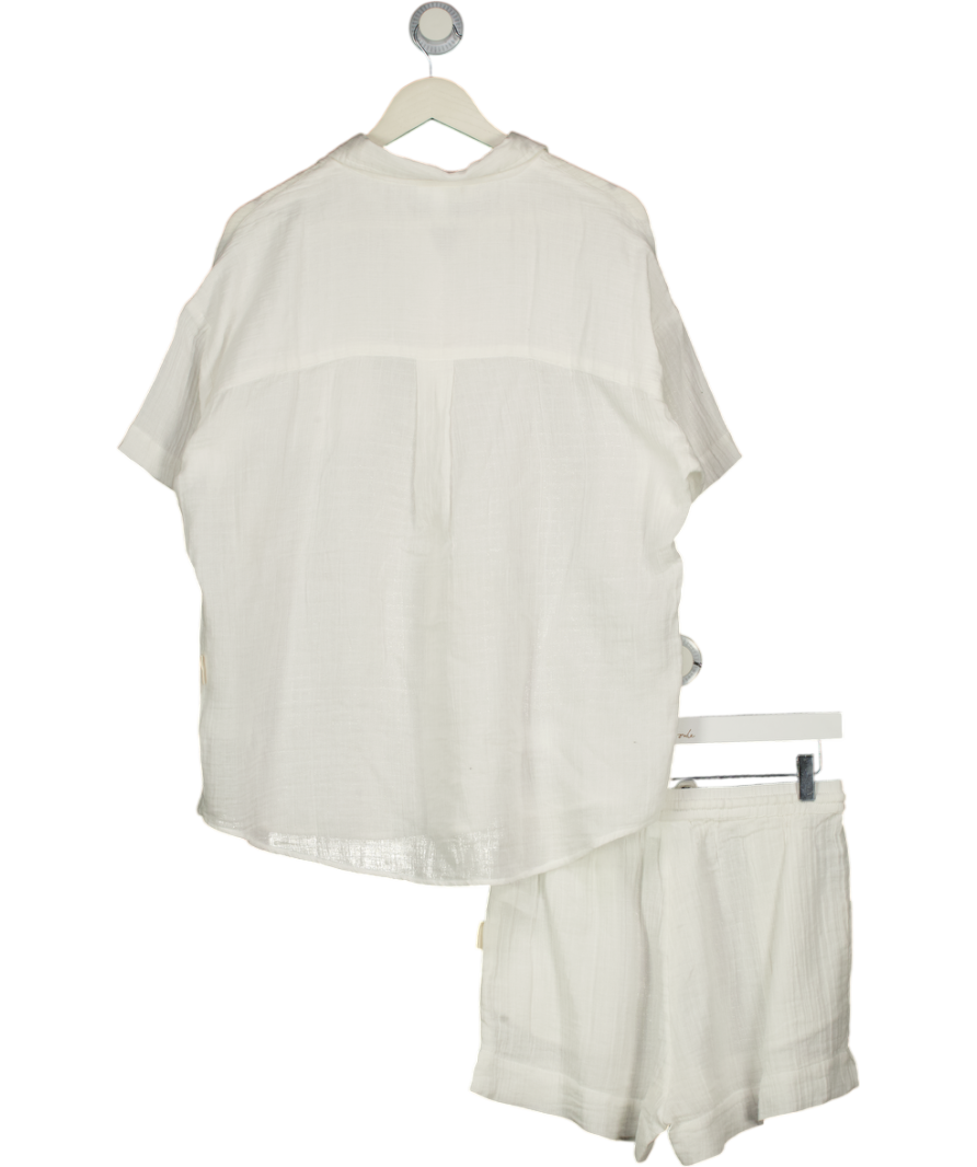 SEA LEVEL AUSTRALIA White 100% Cotton Muslin Sunset Aloha Shirt And Shorts Set UK XS