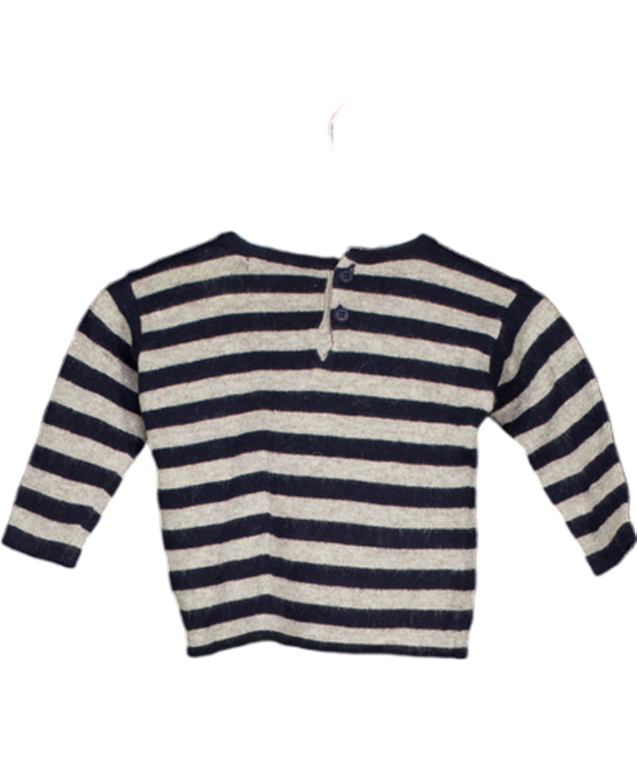 CARAMEL BABY & CHILD  Blue Navy And Grey Stripe Jumper 0-3 Months