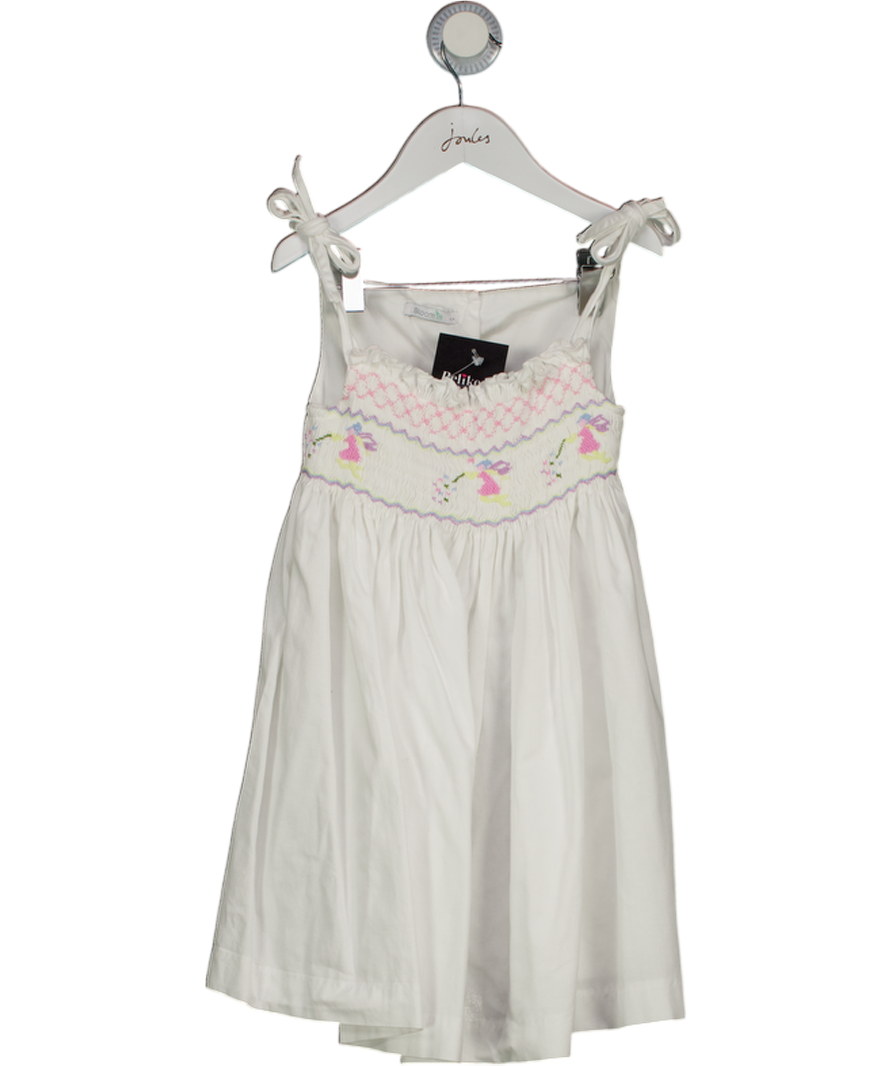 BLOOM IN White Cotton Smocked Dress With Fairy Embroidery 4 Years