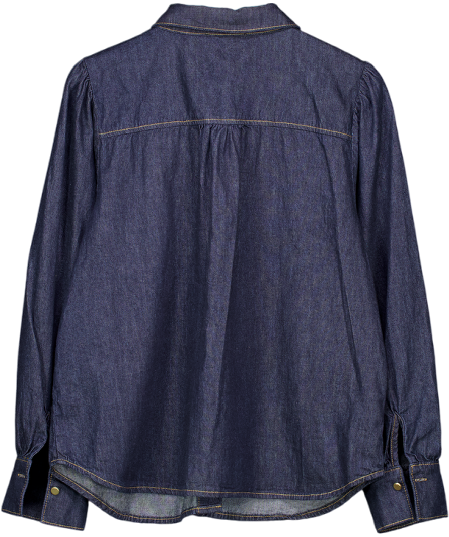 Mint Velvet Blue Tie Neck Denim Blouse UK XL