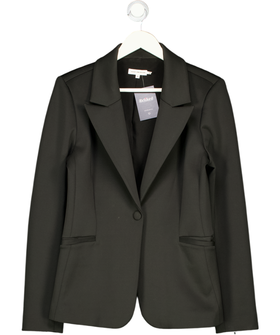GOOD AMERICAN Black Single Breasted Sculpted Blazer UK S