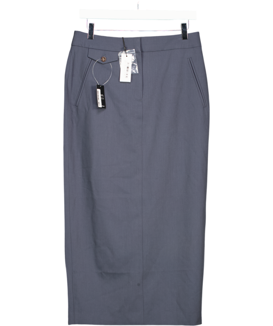 Karen Millen Grey Tailored Twill Essential Pencil Maxi Skirt UK 10
