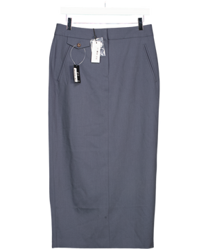 Karen Millen Grey Tailored Twill Essential Pencil Maxi Skirt UK 10