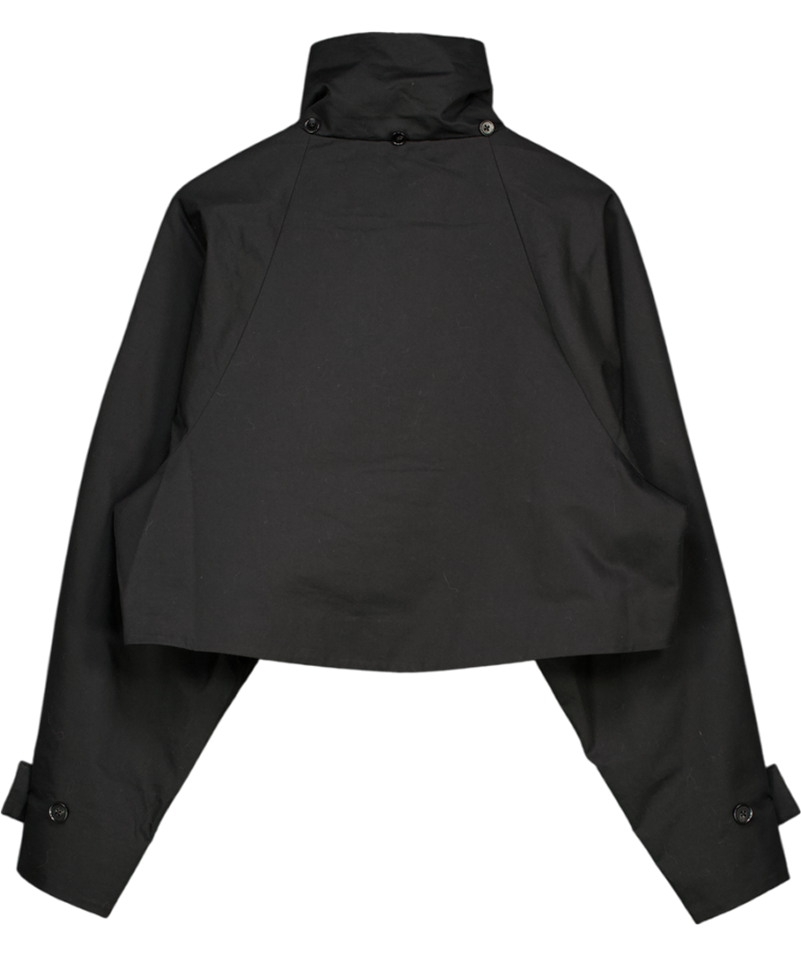 KHY BY KYLIE JENNER Black Cropped Funnel Neck Parka UK XS