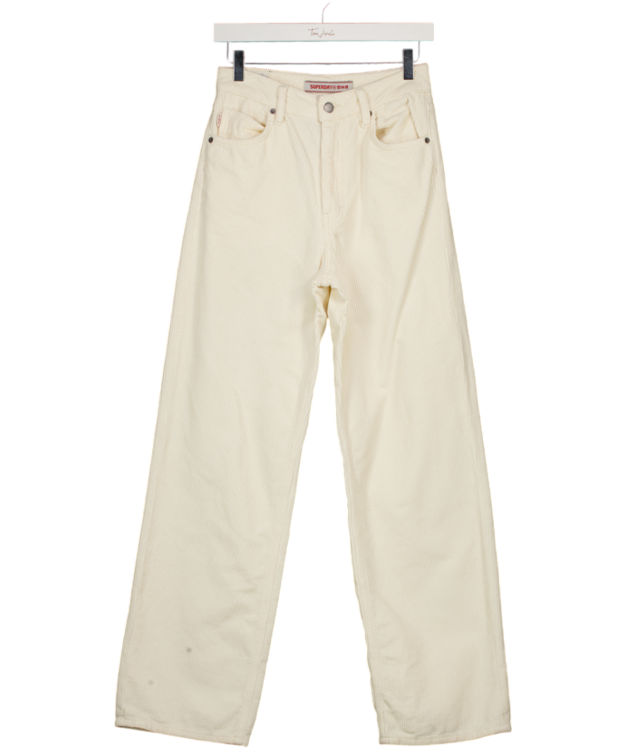 SUPERDRY Cream High Rise Straight Leg Corduroy Jeans L30 W26