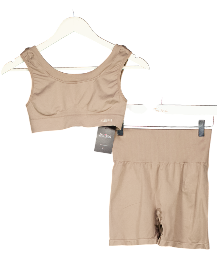 SEFI 2-piece Beige Activewear Shorts And Bra Top UK S