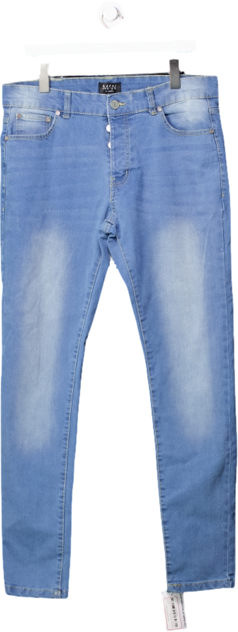 boohooMan Blue Tall Stretch Skinny Fit Jeans W34