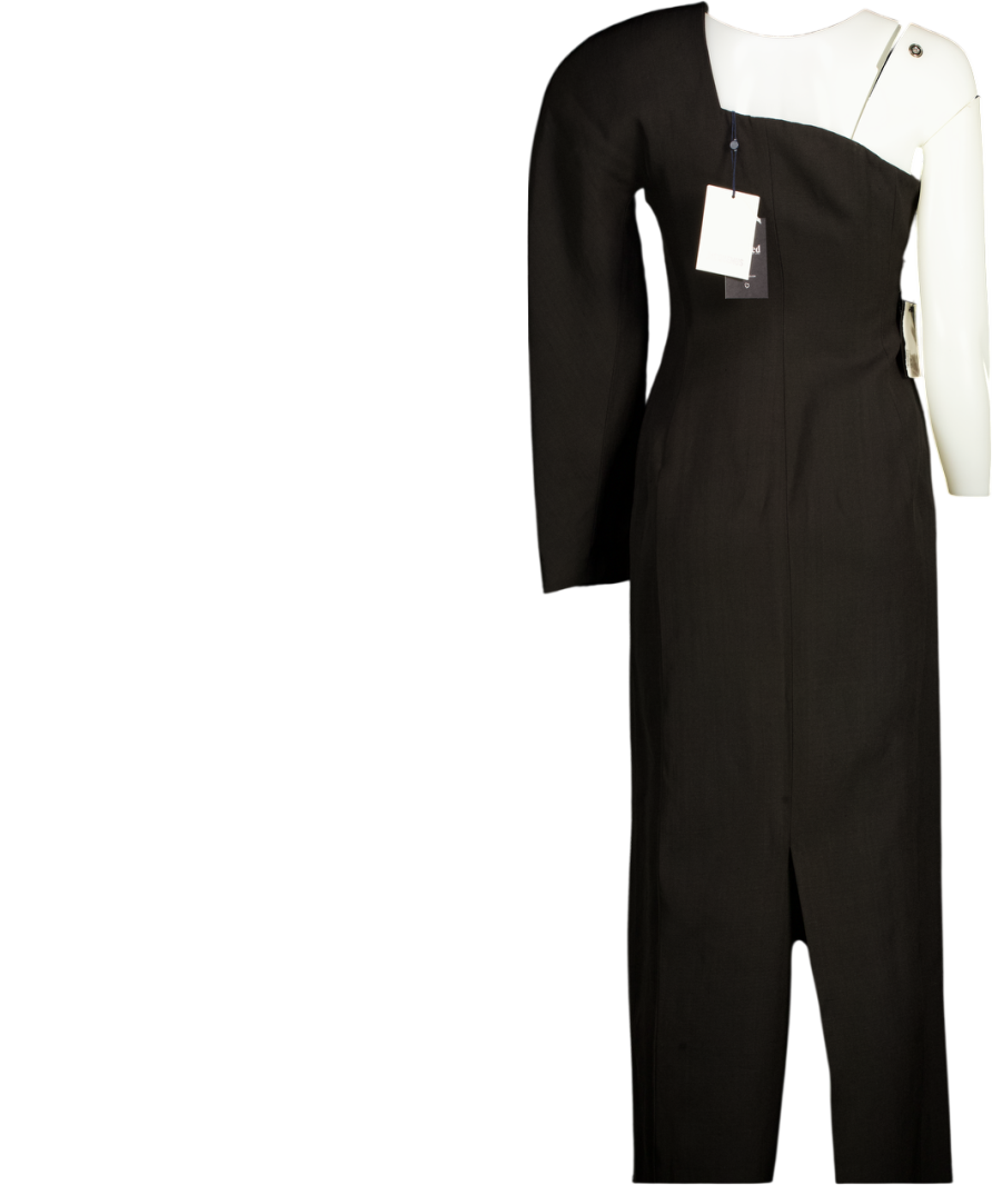 JACQUEMUS Black La Robe Pablo One-shoulder Crêpe Gown Dress Fr36 UK 8