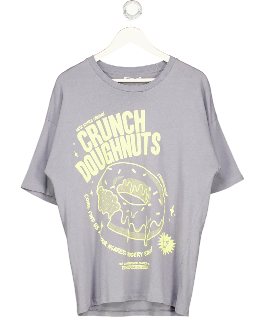 ZARA Grey Crunch Donut T Shirt UK L