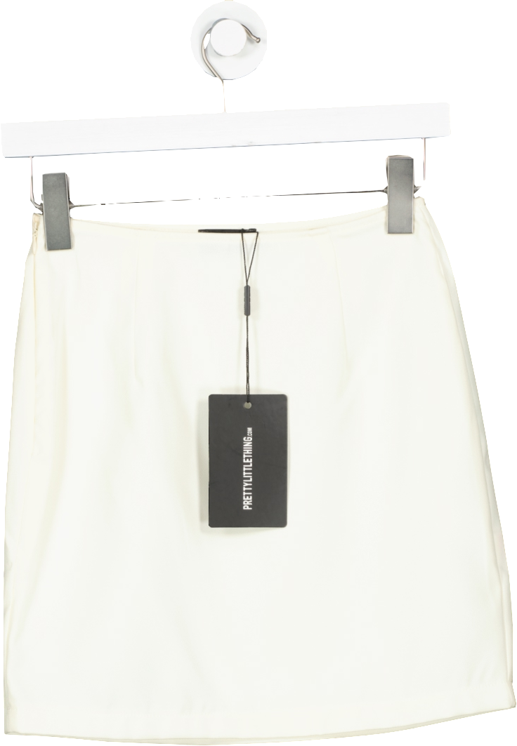 PrettyLittleThing Cream Woven Mini Skirt UK 6