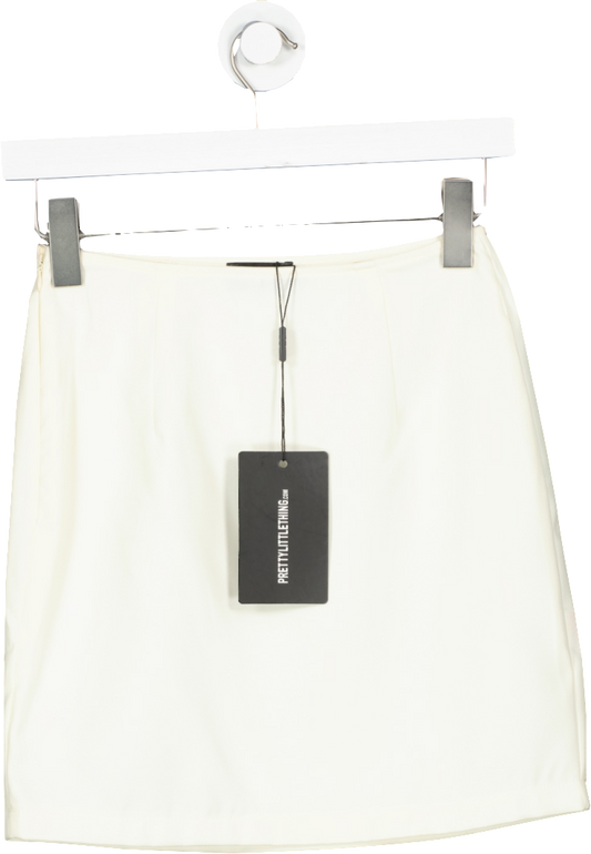 PrettyLittleThing Cream Woven Mini Skirt UK 6