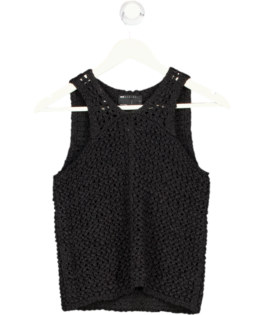 ASOS Tape Yarn Open Stitch Vest In Black UK S
