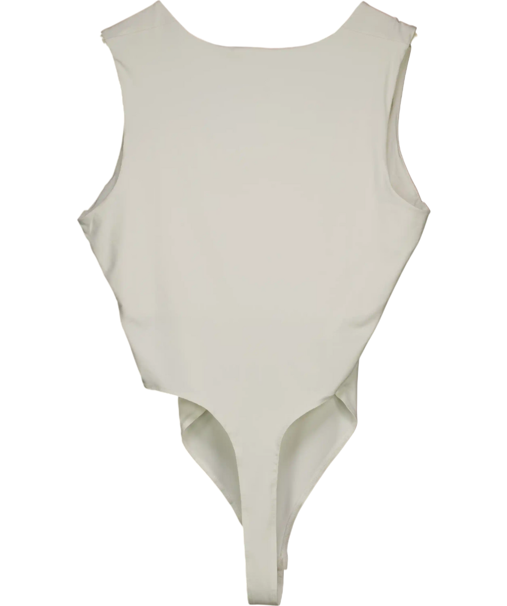 New Look White Slinky Square Neck Sleeveless Bodysuit UK 22