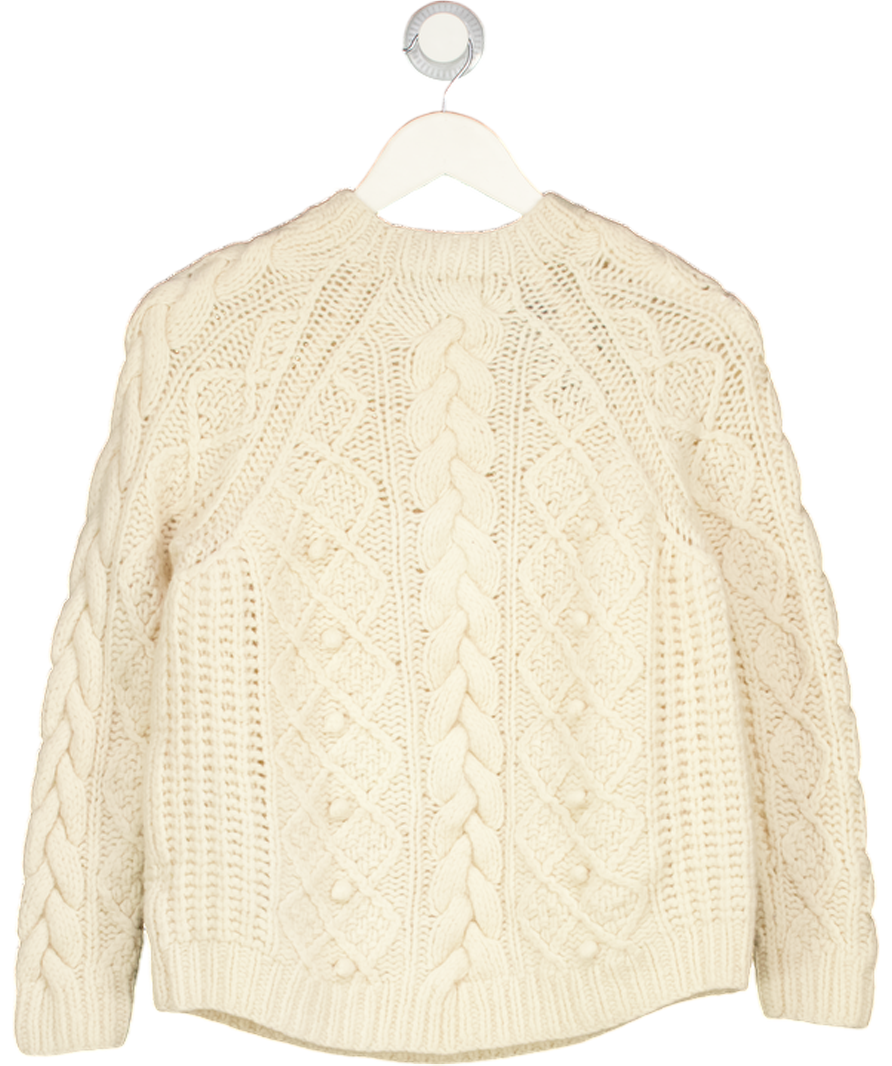 Gerard Darel Cream Lambswool Cable Knit Jumper UK S