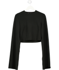 SOLACE LONDON Black Exaggerated Flared Sleeve Top UK 8