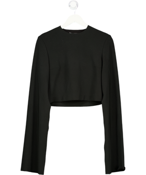 SOLACE LONDON Black Exaggerated Flared Sleeve Top UK 8