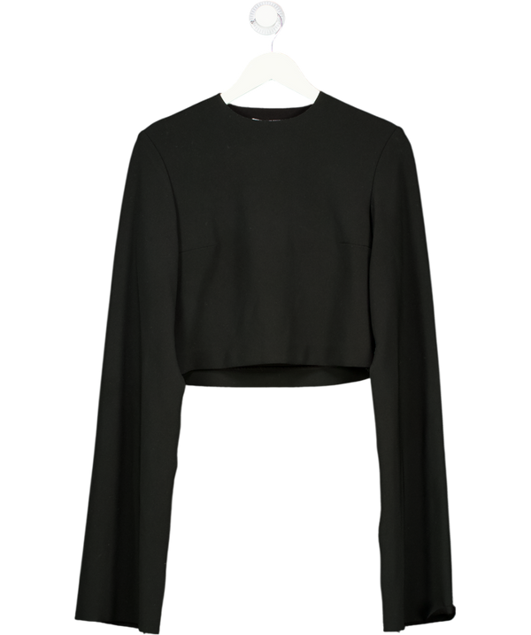 SOLACE LONDON Black Exaggerated Flared Sleeve Top UK 8