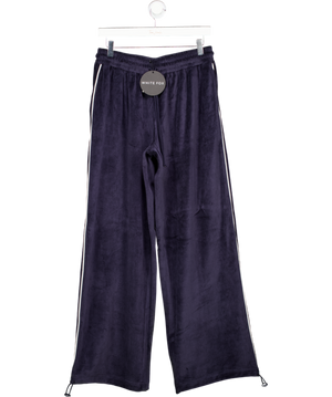 White Fox Blue Navy Velvet Soul Fire Wide Leg Joggers UK M