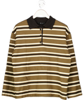 THE FRANKIE SHOP (blossom) Royan Striped Polo - Khaki Green Multi Stripe UK L