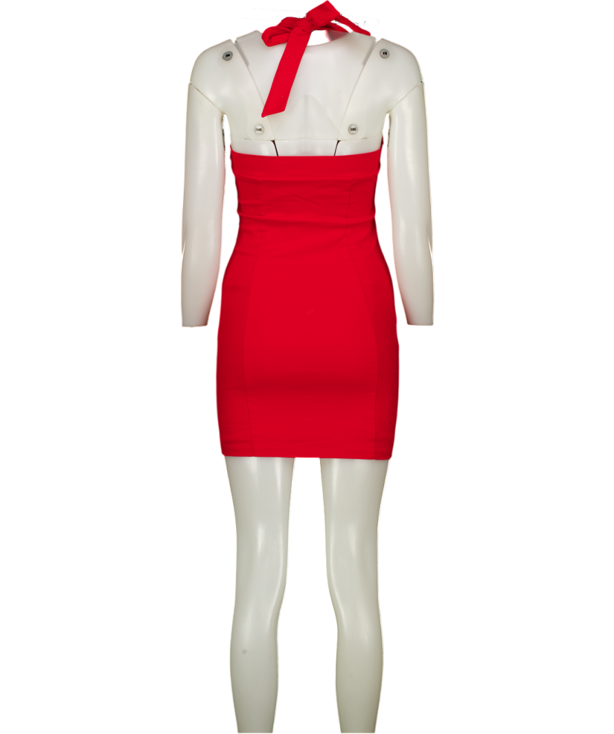 MESHKI Red Halter Bodycon Mini Dress UK S