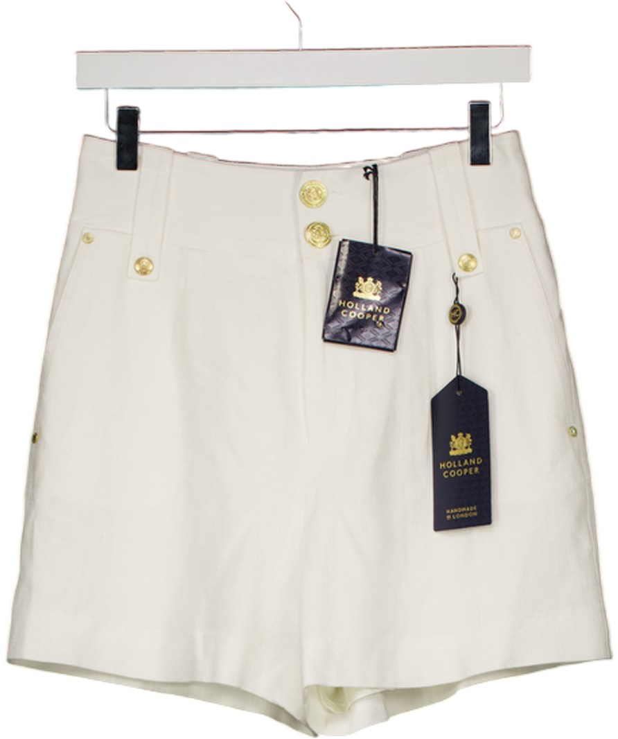 HOLLAND COOPER Tailored Short Oyster White Linen UK 8