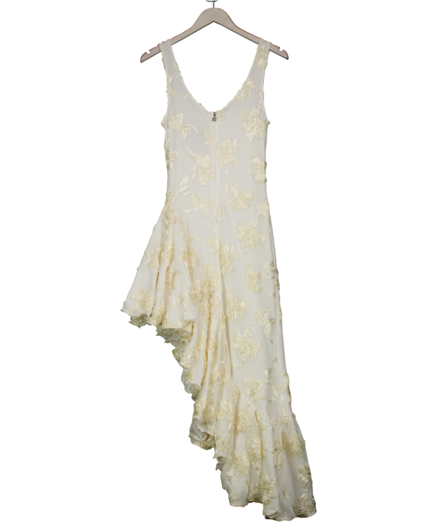 Rotate Cream Tanmieka Ruffled Flower Mesh Dress UK S