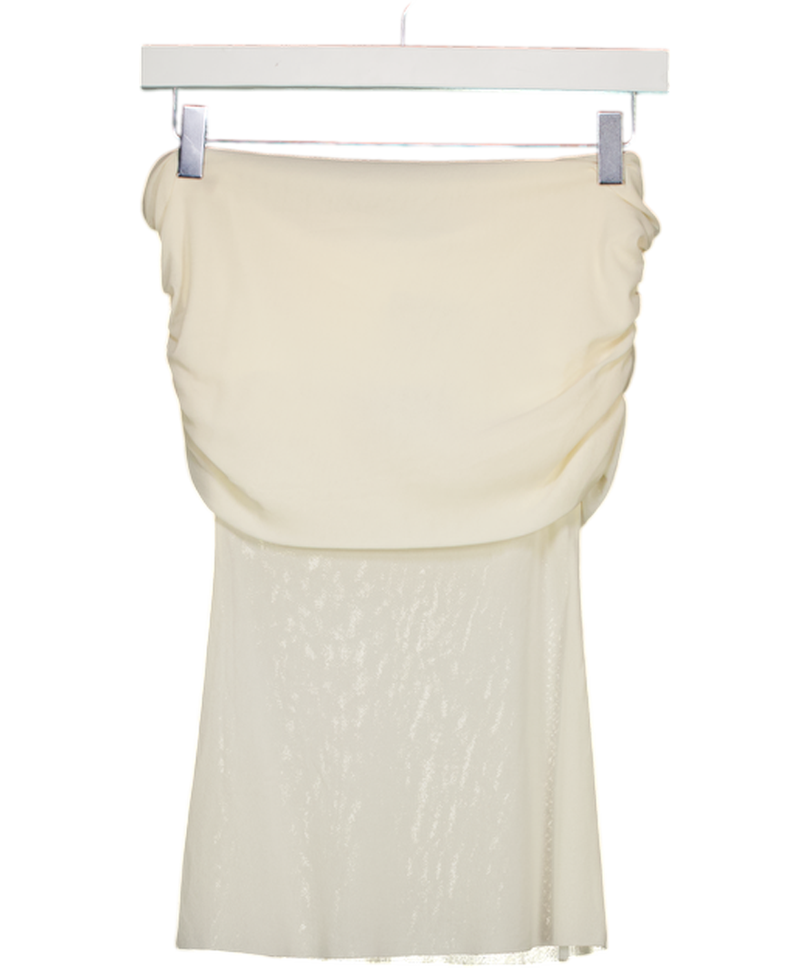 BUMPSUIT Cream X - Jasmine Tookes Off The Shoulder Soft Mesh Top UK XS