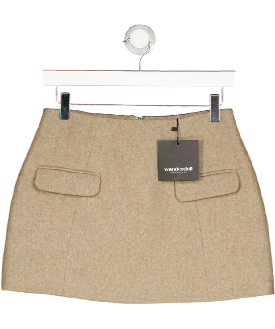 WANDERDOLL Beige Farron Wool Pelmet Mini Skirt UK XS