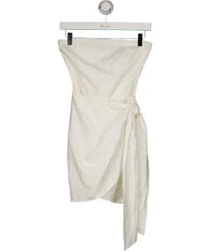 REFORMATION White Linen Strapless Wrap Front Mini Dress Sz0 UK 4