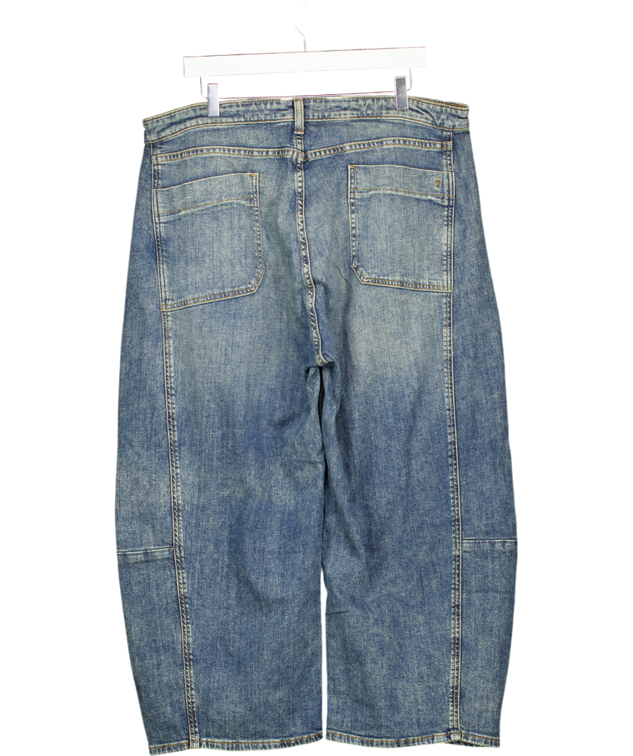 ANTHROPOLOGIE Blue Vintage Wash Cropped High-rise Barrel Jeans By Pilcro UK 20