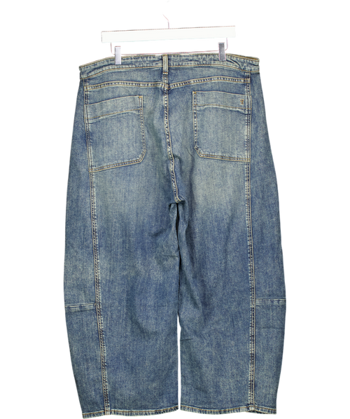 ANTHROPOLOGIE Blue Vintage Wash Cropped High-rise Barrel Jeans By Pilcro UK 20