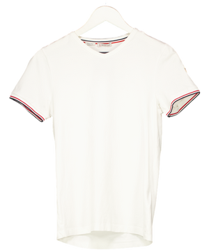 MONCLER White Tri-colour Trim Slim Fit T-shirt UK XS