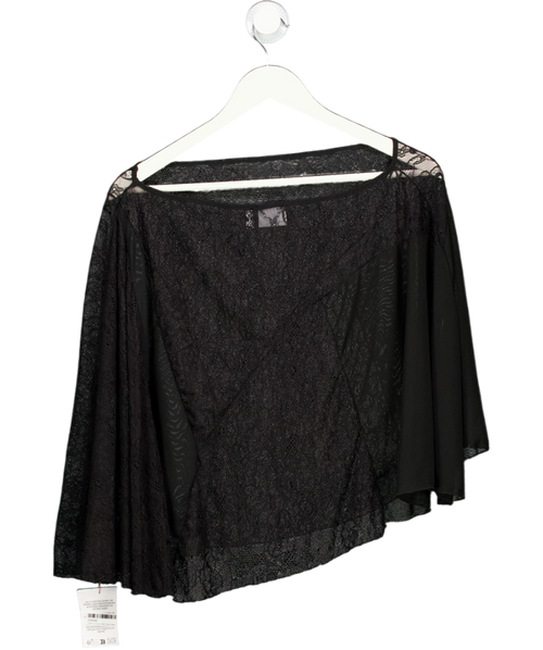 ASOS Black Asymmetric Sheer Lace Cape Top UK S