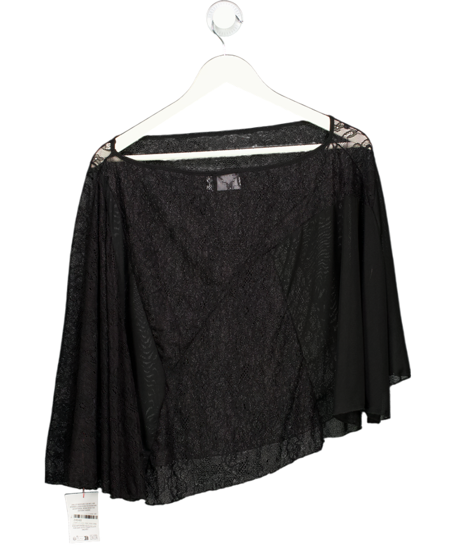 ASOS Black Asymmetric Sheer Lace Cape Top UK S