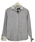 Holland Cooper White / Navy Pinstriped Shirt With Cufflinks UK 6