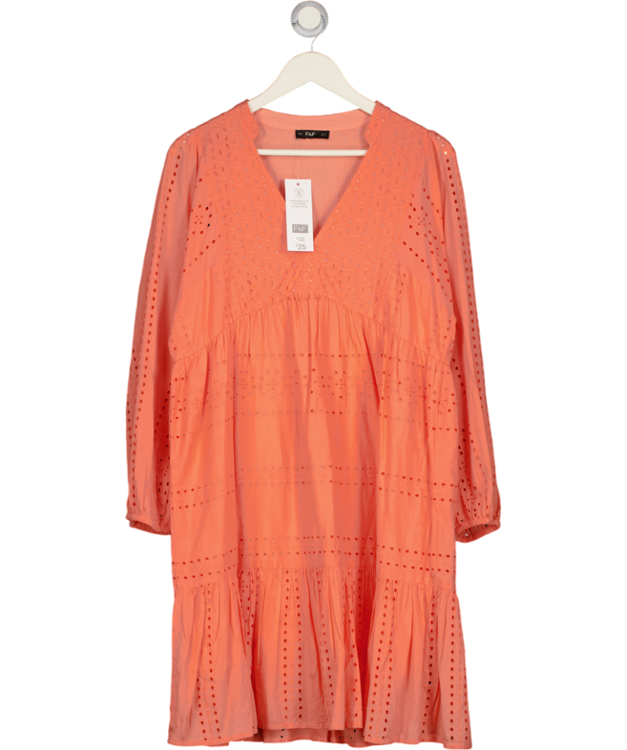 F&F Coral Pink Broderie Summer Dress UK 12