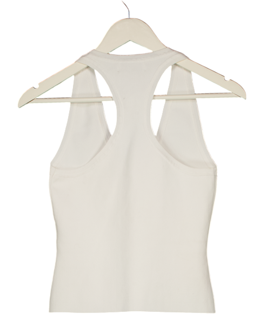 HENNE White Maiken Viscose Knit Racer Back Tank Top UK S