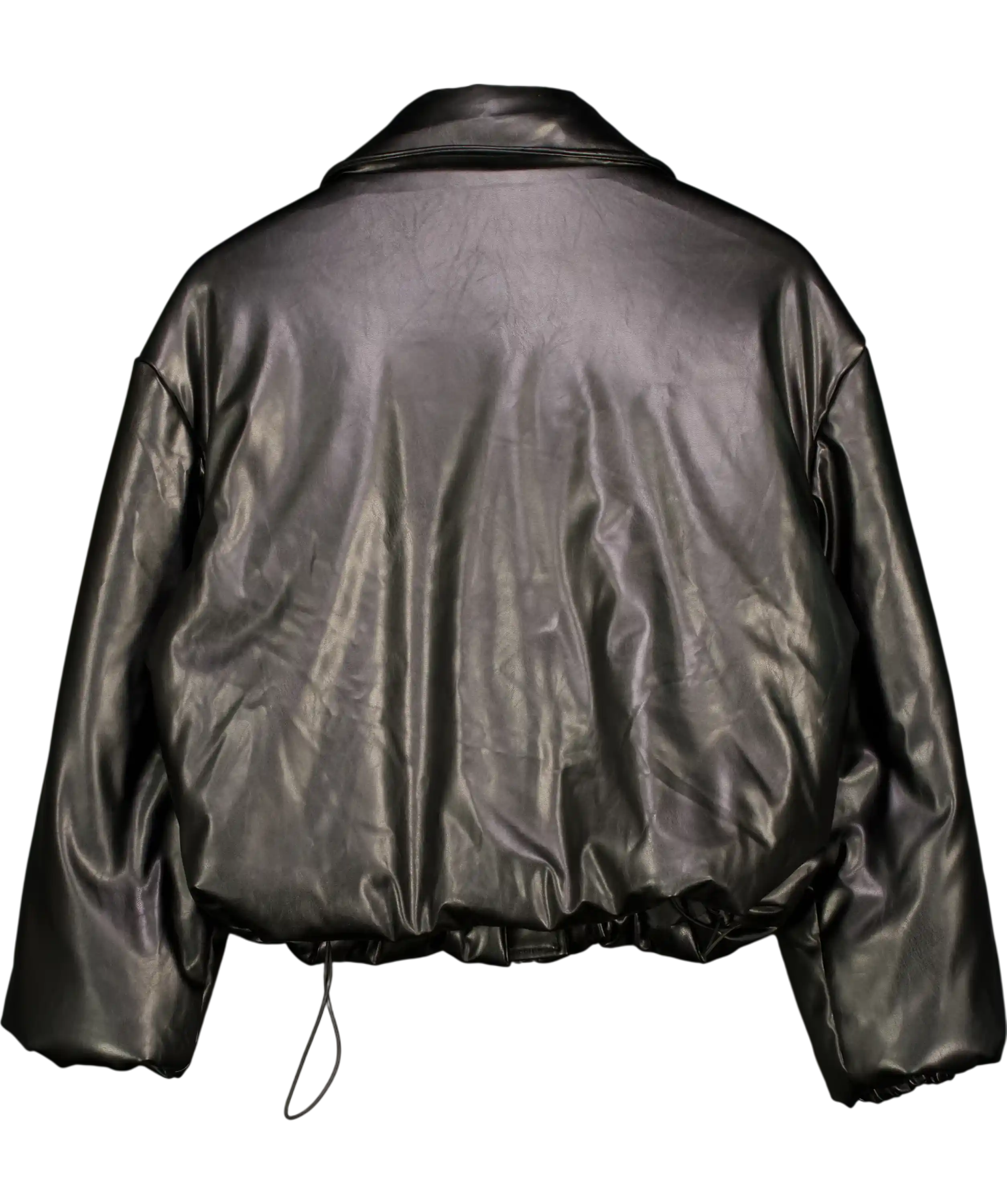 PINK DIAMOND Black Blac Faux Leather Padded Bomber Jacket UK S