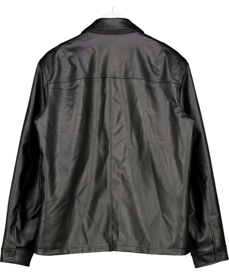 ZARA Black Faux Leather Jacket UK L