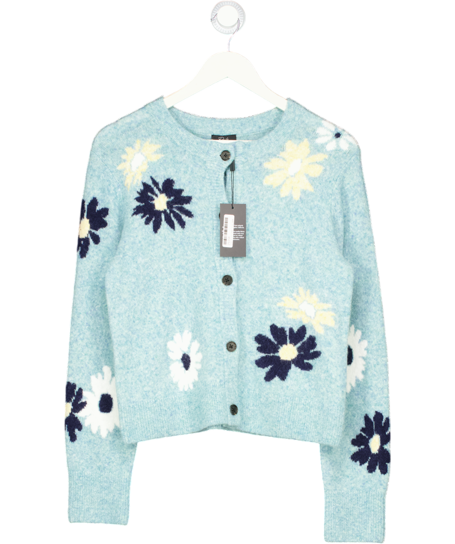 Rails Blue Supersoft Wool Blend Floral Millie Cardigan UK S