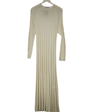 LE17SEPTEMBRE Cream Wool Blend Ribbed-knit Midi Dress Fr38 UK 10