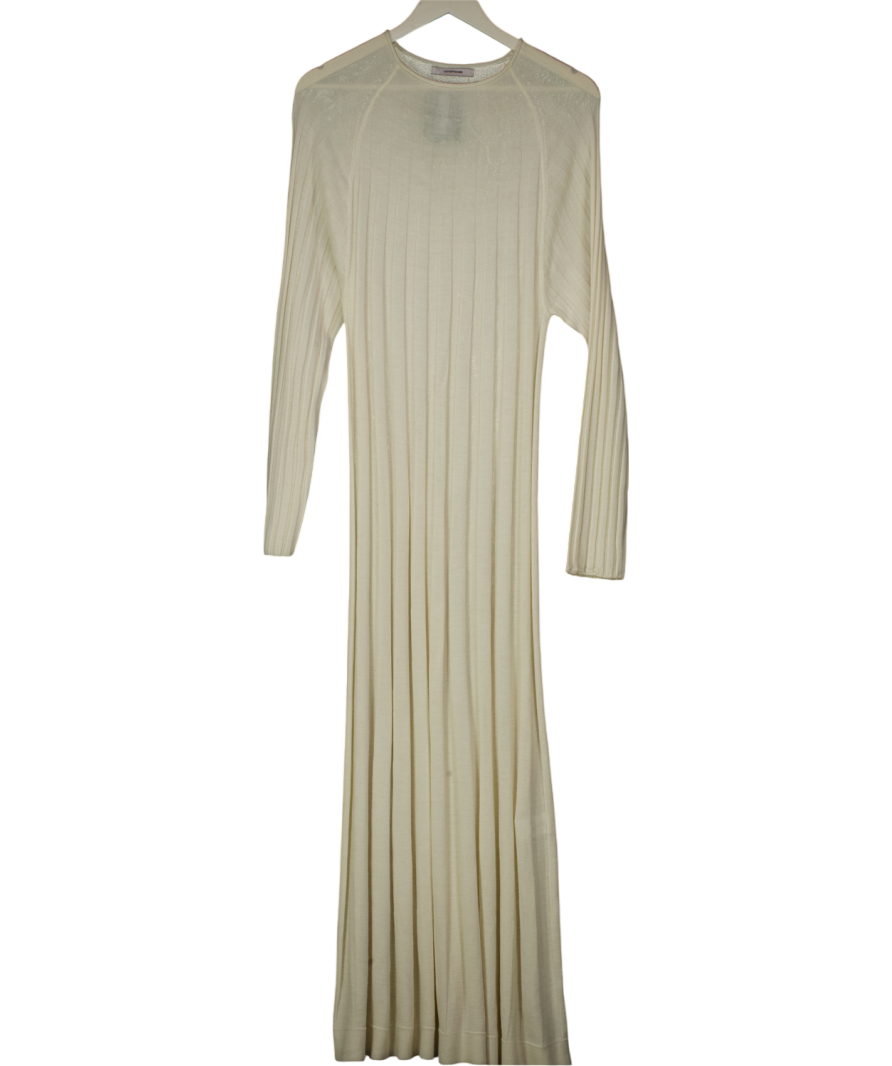 LE17SEPTEMBRE Cream Wool Blend Ribbed-knit Midi Dress Fr38 UK 10