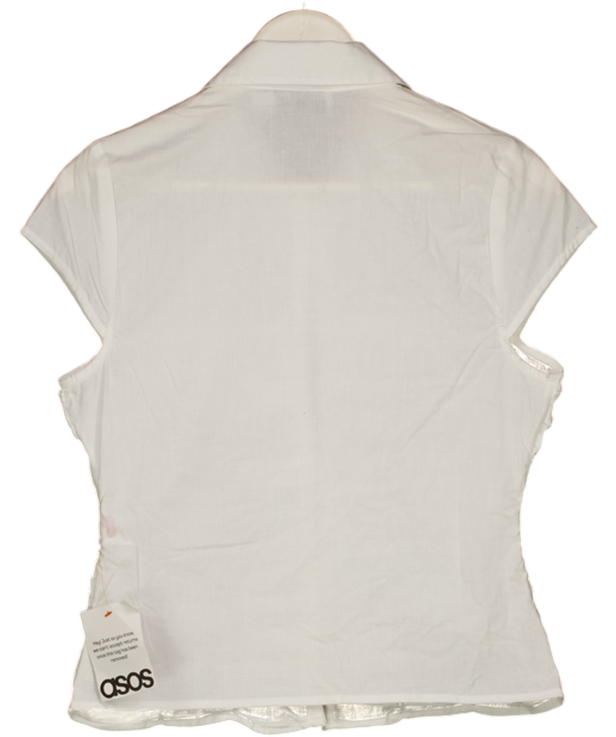 ASOS Collusion Ruched Fitted Sleeveless Shirt In White UK 10
