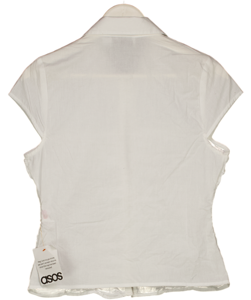 ASOS Collusion Ruched Fitted Sleeveless Shirt In White UK 10