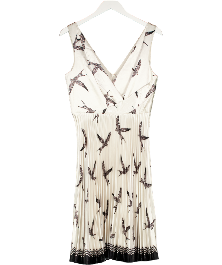 REISS Silver Grey  Peyton Bird Printed Dress UK 10