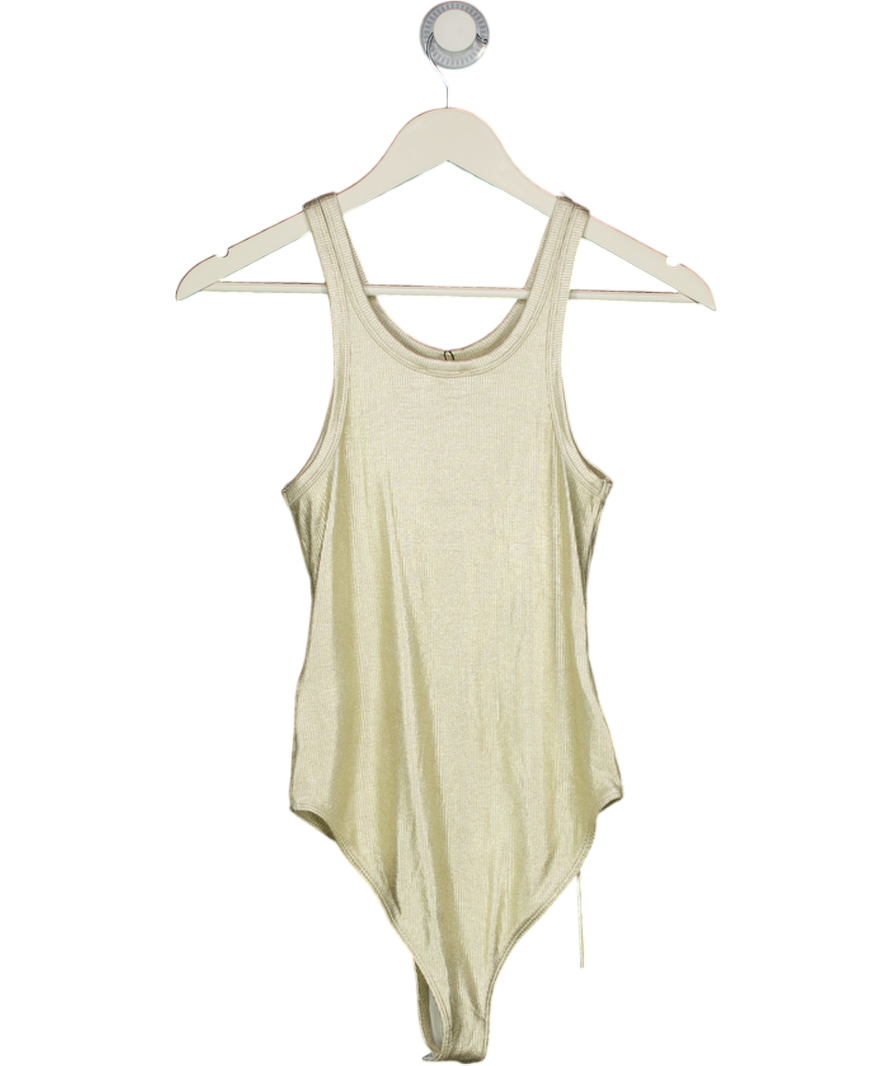 ZARA Metallic Gold Ribbed Bodysuit UK M