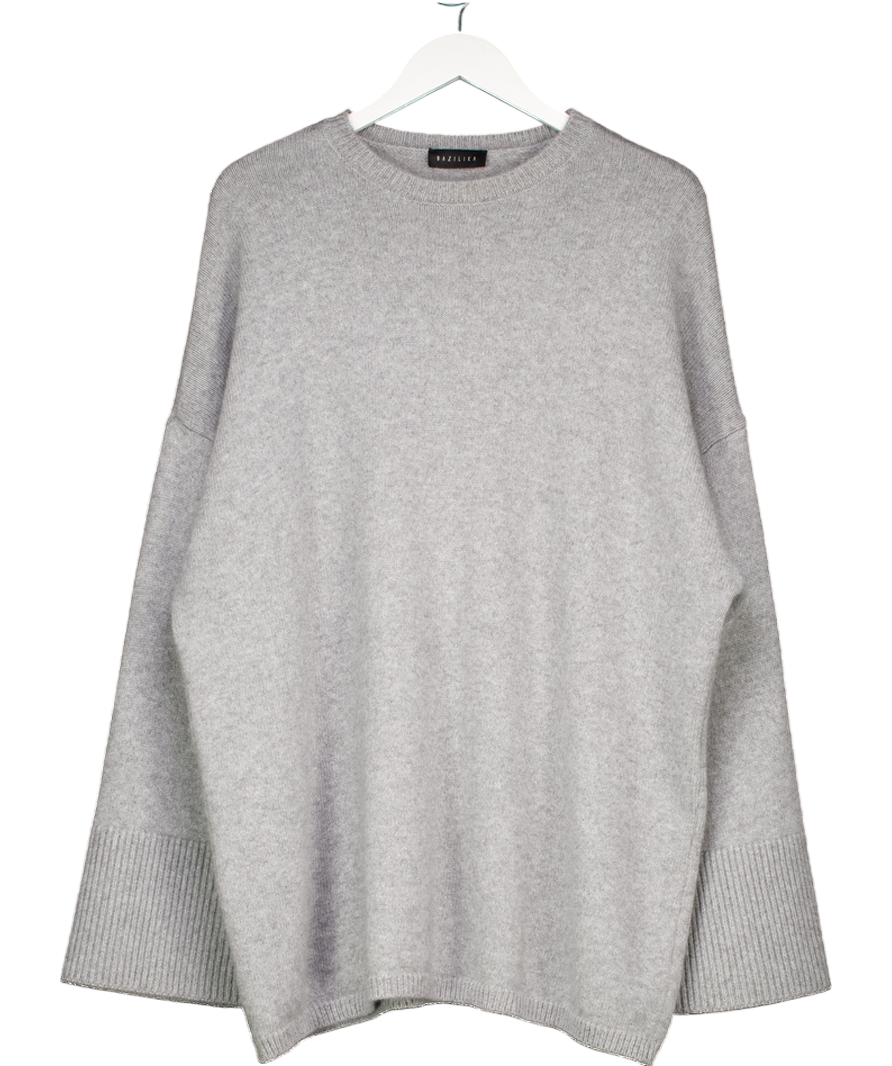 BAZILIKA Grey 100% Premium Cashmere Oversized Jumper One Size