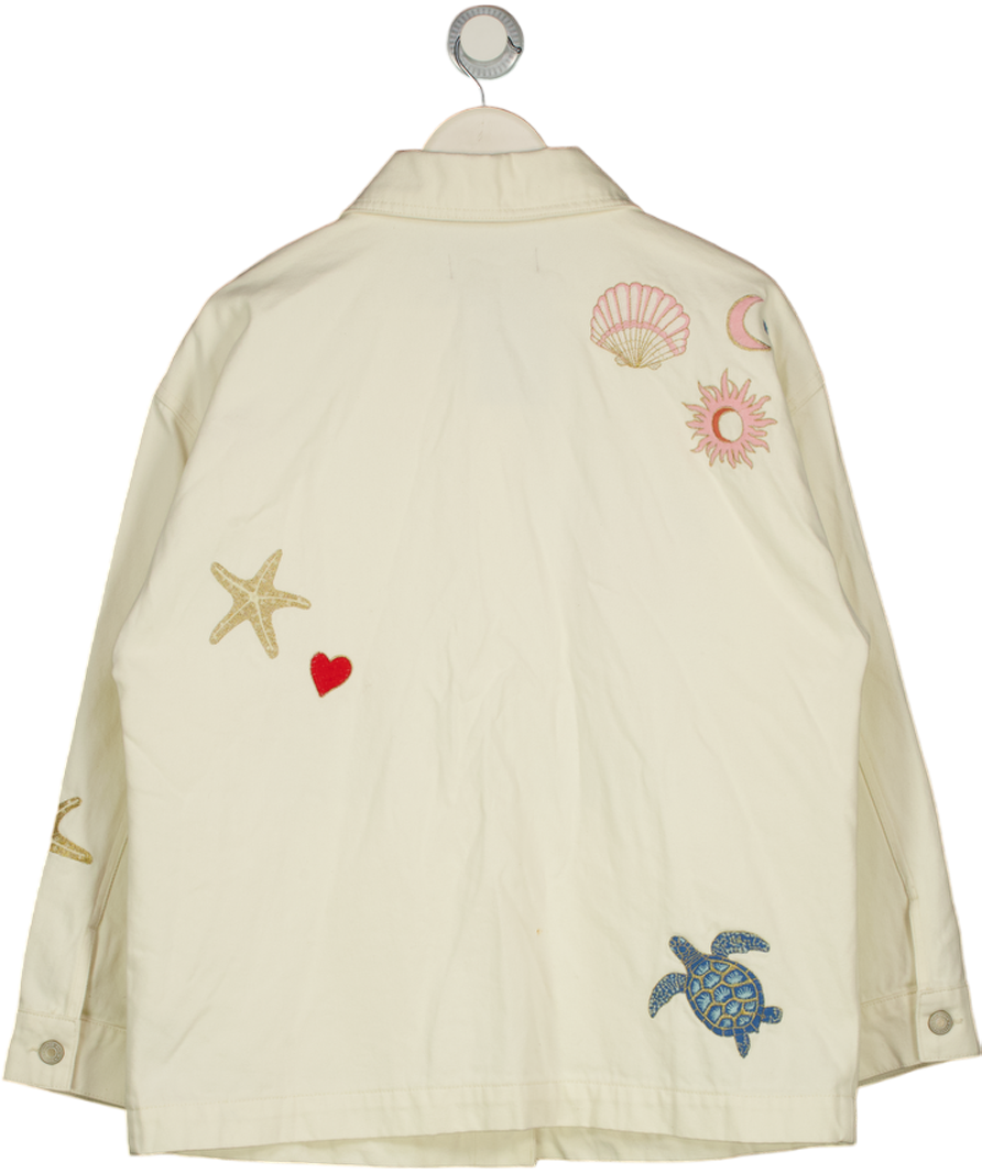 NOBODY'S CHILD White X Elizabeth Scarlett  Online Only Denim Embroidered Shacket UK M